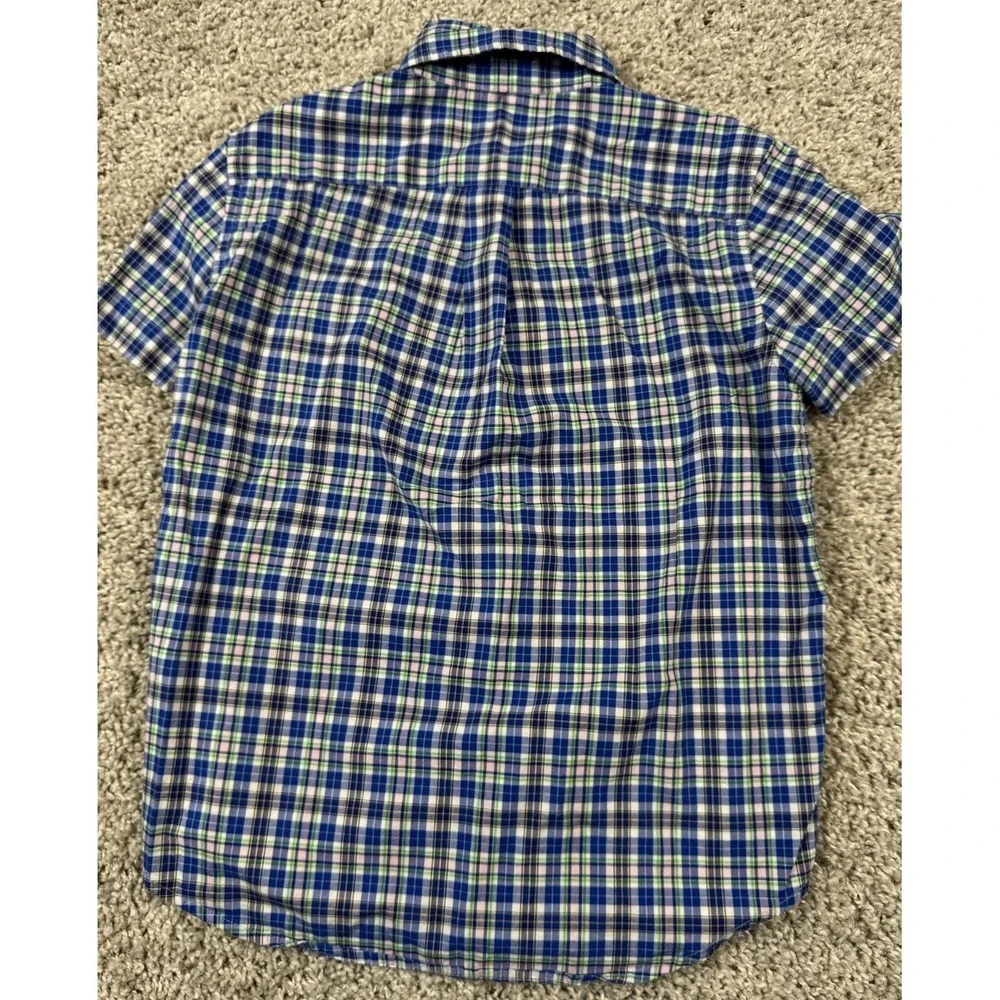Ralph Lauren‎ Boys Natural Stretch Short Sleeve Button Down Shirt Plaid Pony 6